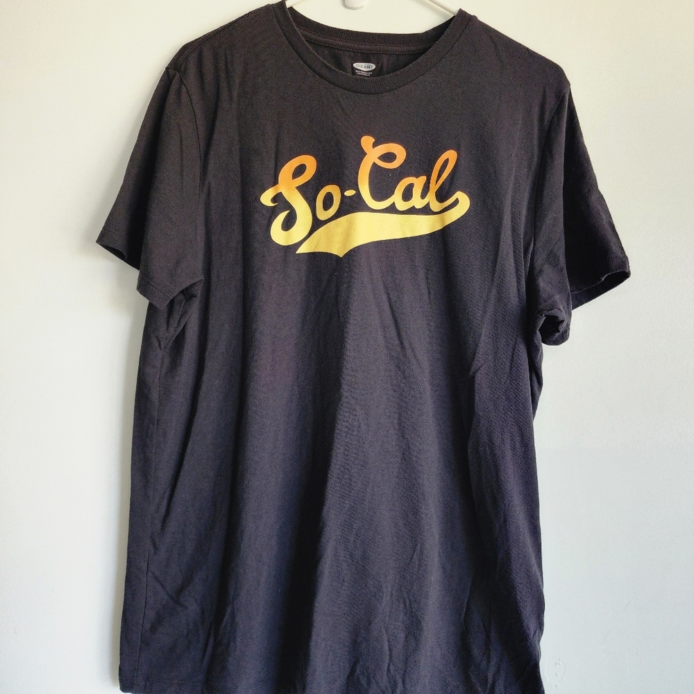 Old Navy So-Cal Black Tee with Orange and Yellow Accents